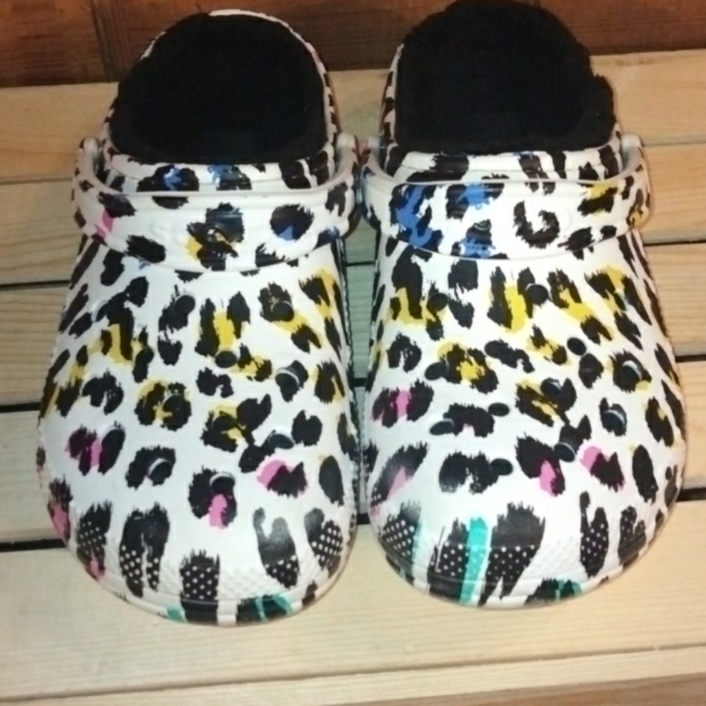 Animal Printed Fuzzy Crocs